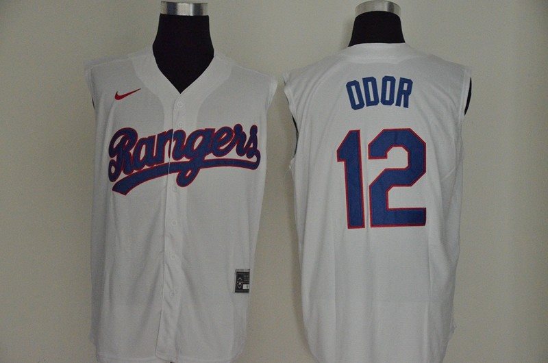 MLB Rangers 12 Rougned Odor White 2020 Nike Cool Base Sleeveless Men Jersey
