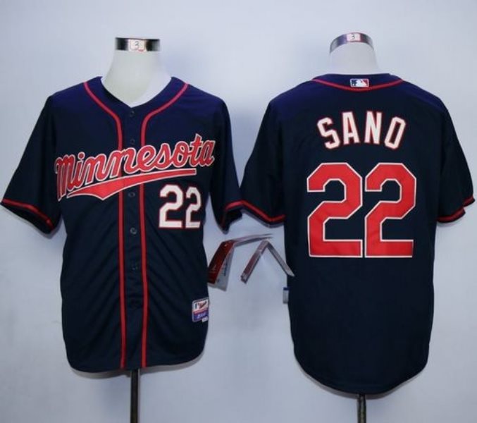 MLB Twins 22 Miguel Sano Navy Blue Cool Base Men Jersey