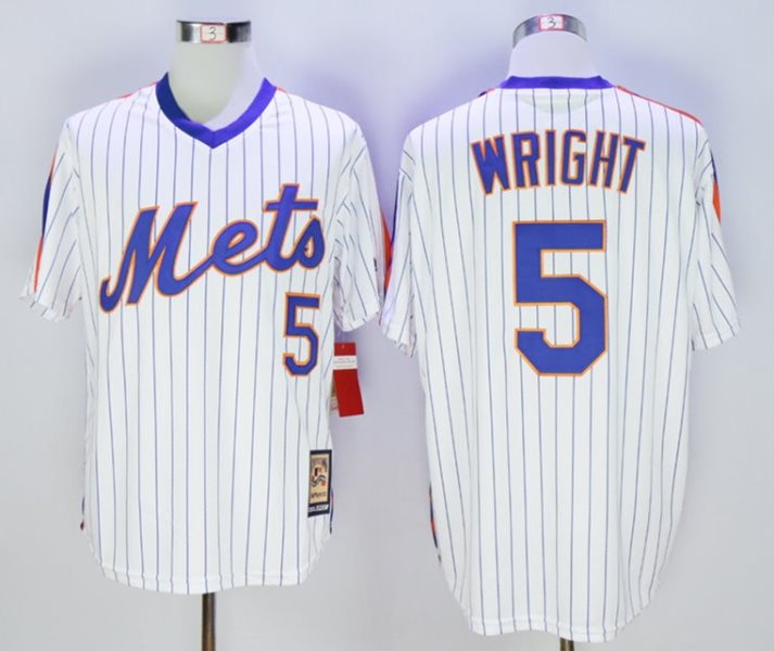MLB Mets 5 David Wright White Cool Base Cooperstown Collection Men Jersey