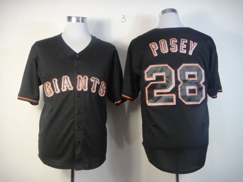 MLB Giants 28 Buster Posey Black Fashion Men Jersey