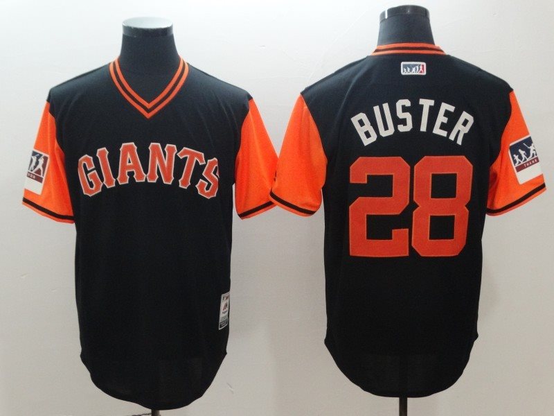 MLB Giants 28 Buster Posey Buster Black 2018 Players' Weekend Men Jersey