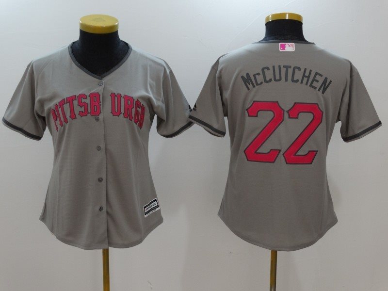MLB Pirates 22 Andrew McCutchen Gray 2017 Mother's Day Cool Base Women Jersey