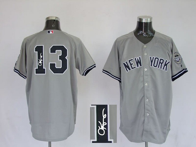 MLB Yankees 13 Rodriguez Grey Signature Edition Cool Base Men Jersey