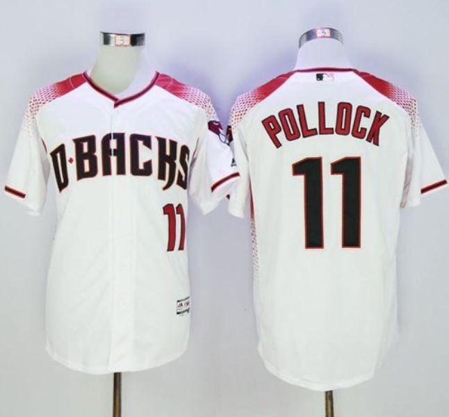 MLB Diamondbacks 11 A. J. Pollock White Brick New Cool Base Men Jersey