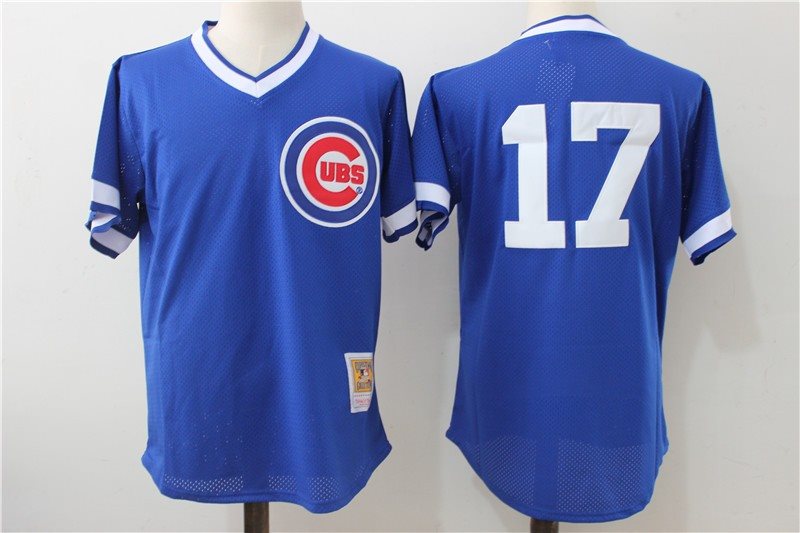 MLB Cubs 17 Kris Bryant Blue Mitchell and Ness Throwback Men Jersey