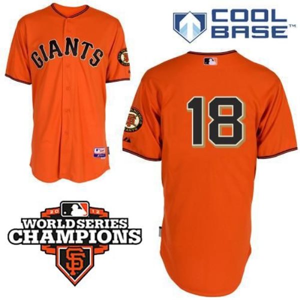 MLB Giants 18 Matt Cain Orange Cool Base w/2012 World Series Champion Patch Men Jersey
