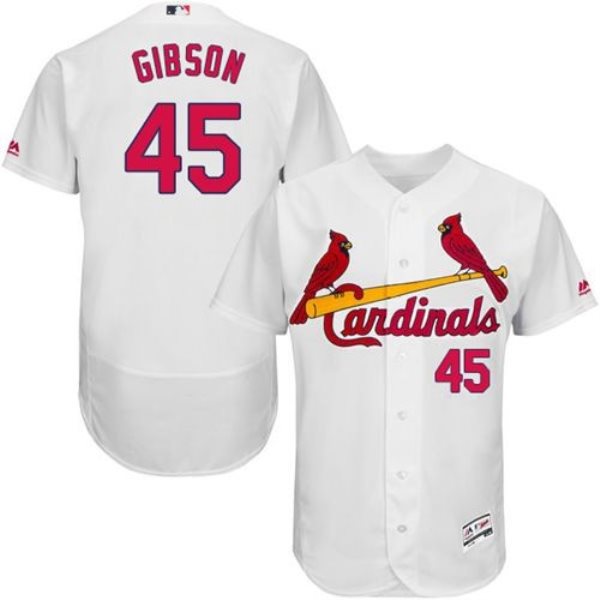 MLB Cardinals 45 Bob Gibson White Flexbase Men Jersey