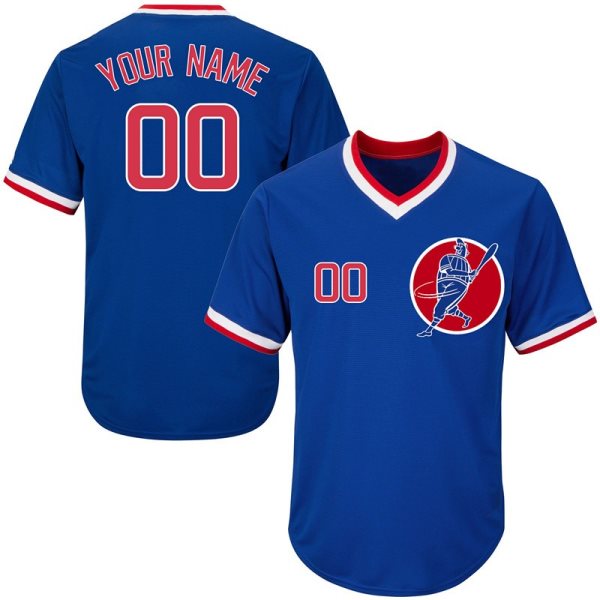 MLB Cubs Blue Throwback New Design Customized Men Jersey