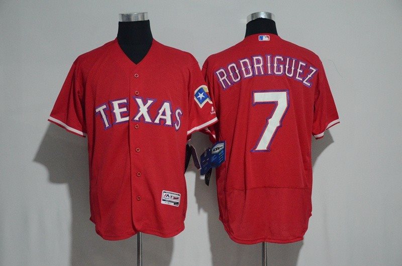 MLB Rangers 7 Ivan Rodriguez Red FlexBase Men Jersey