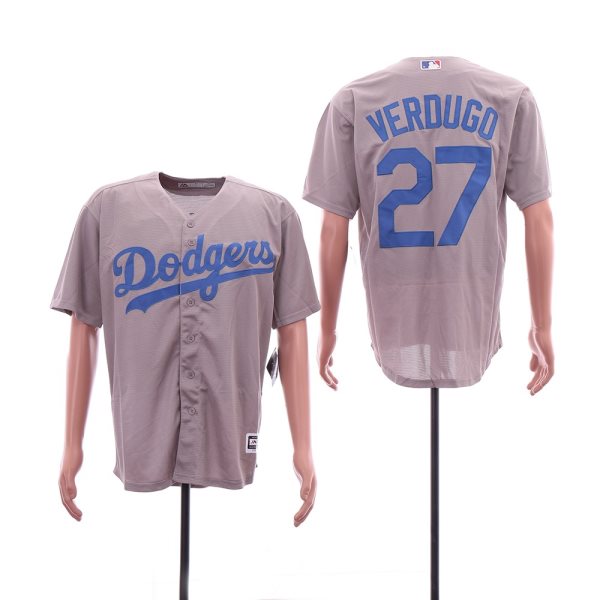 MLB Dodgers 27 Alex Verdugo Gray Cool Base Men Jersey