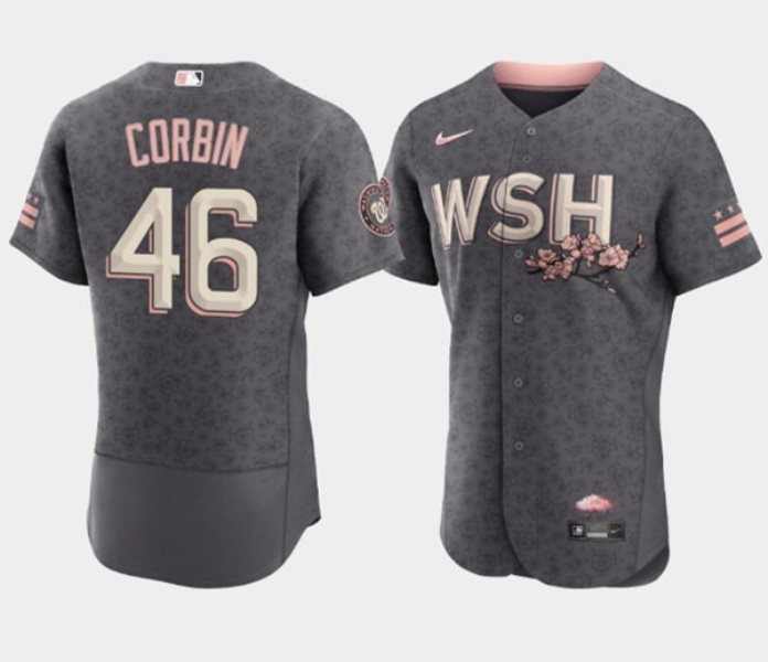 MLB Nationals 46 Patrick Corbin 2022 Gray City Connect Cherry Blossom Nike Flexbase Men Jersey