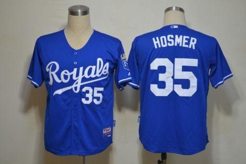 MLB Royals 35 Eric Hosmer Light Blue Cool Base Men Jersey