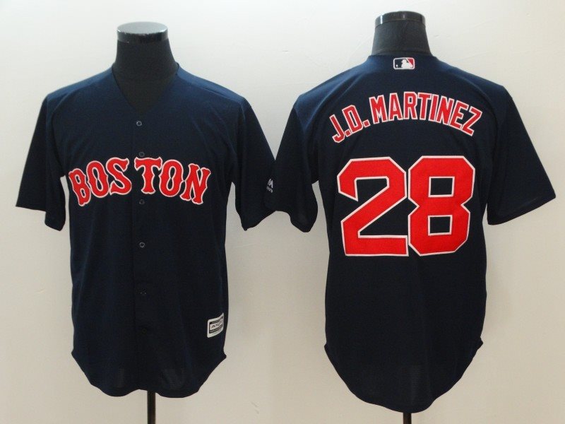 MLB Red Sox 28 J.D. Martinez Navy Cool Base Men jersey