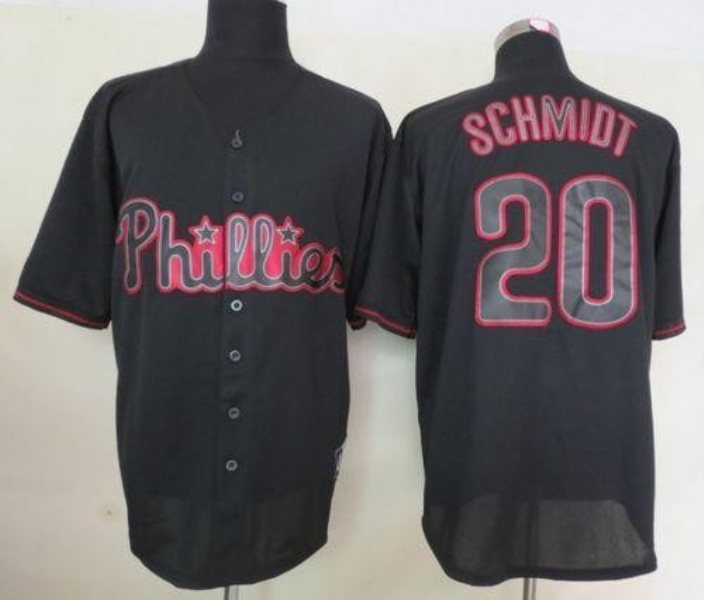 MLB Phillies 20 Mike Schmidt Black Fashion Men Jersey