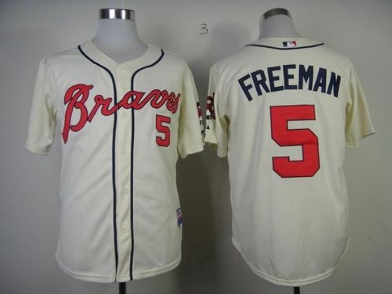 MLB Braves 5 Freddie Freeman Cream Alternate Cool Base Men Jersey