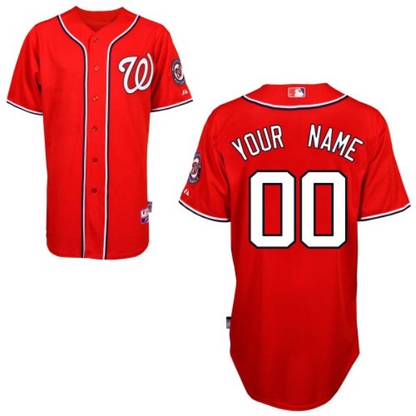 MLB Nationals Red 2011 Cool Base Customized Men Jersey