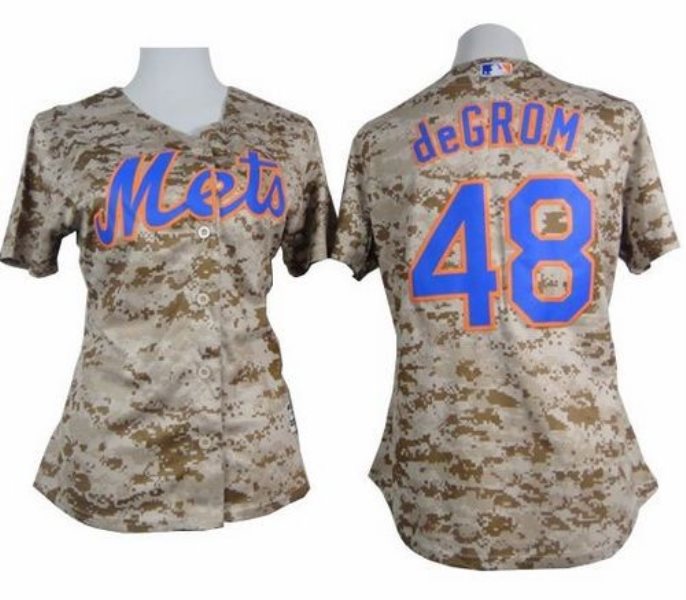 MLB Mets 48 Jacob deGrom Camo Fashion Women Jersey