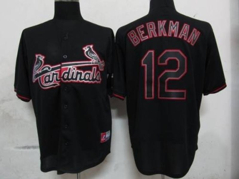 MLB Cardinals 12 Lance Berkman Black Fashion Men Jersey