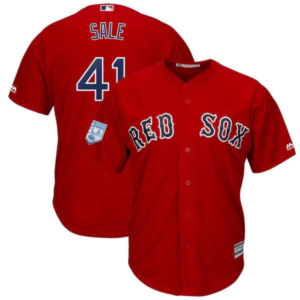 MLB Red Sox 41 Chris Sale Red 2019 Spring Training Cool Base Men Jersey