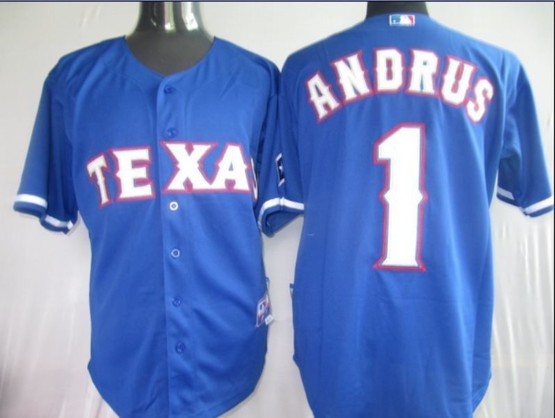 MLB Rangers 1 Elvis Andrus Blue Men Jersey
