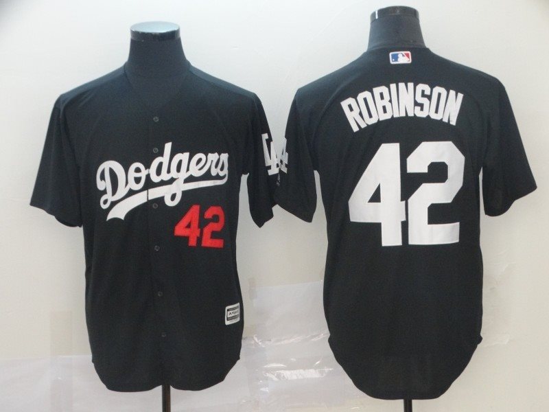 MLB Dodgers 42 Jackie Robinson Black Turn Back Men Jersey