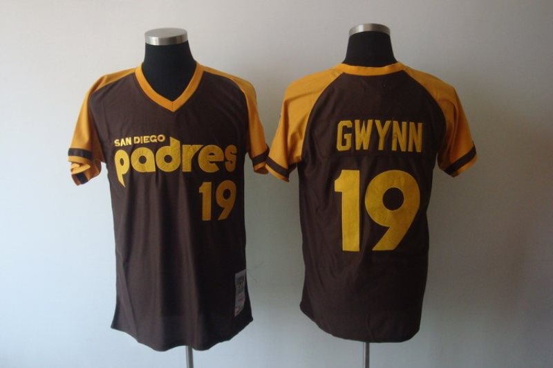 MLB Padres 19 Tony Gwynn Brown Mitchell and Ness Throwback Men Jersey