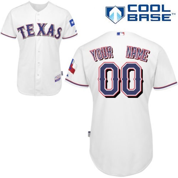 MLB Rangers White Cool Base Customized Men Jersey