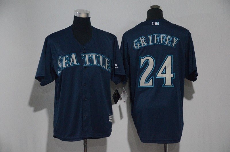MLB Mariners 24 Ken Griffey Jr. Navy Cool Base Youth Jersey