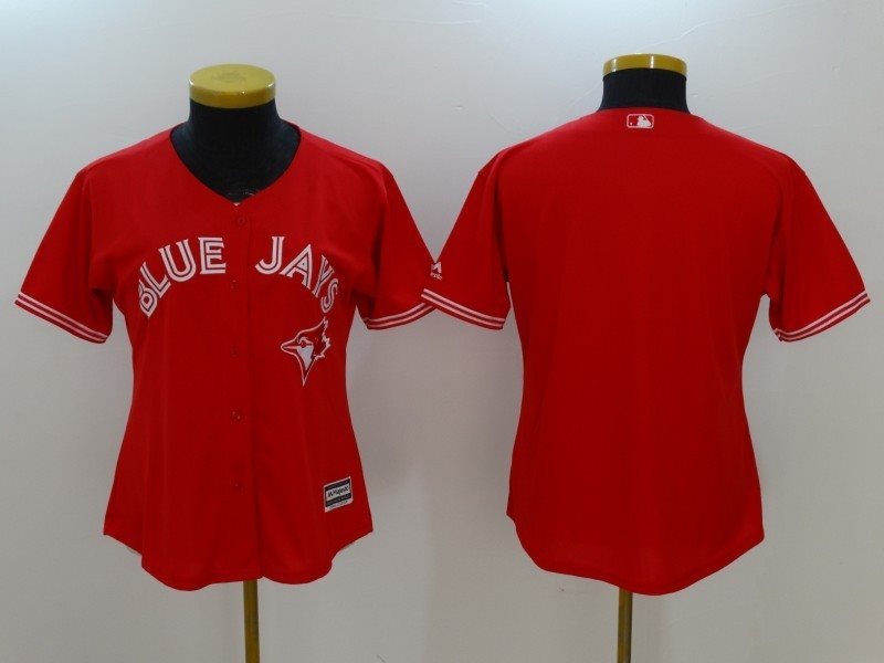 MLB Blue Jays Blank Red Fashion Women Jersey