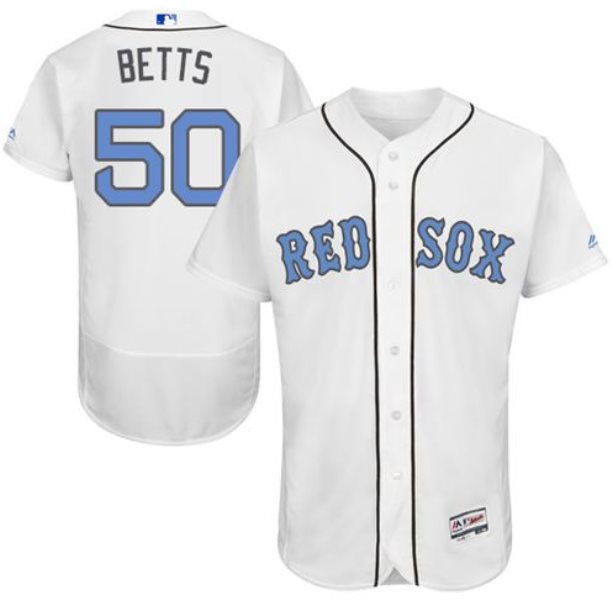 MLB Red Sox 50 Mookie Betts White 2016 Father's Day Flexbase Men Jersey