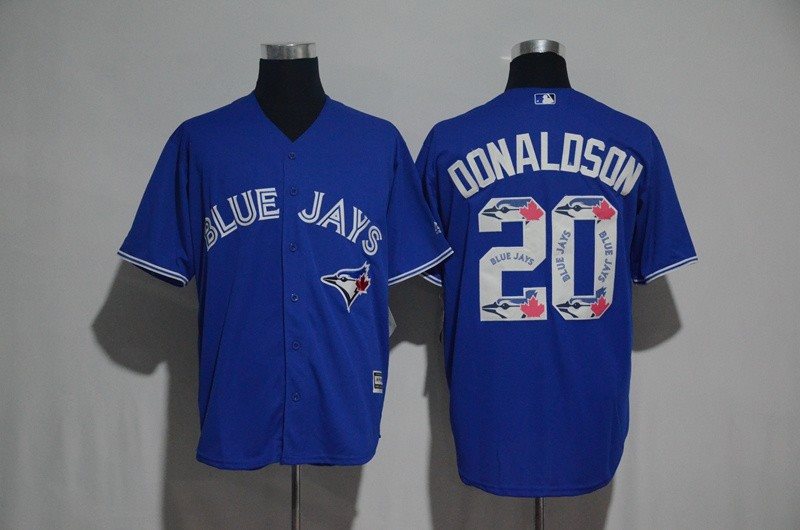 MLB Blue Jays 20 Josh Donaldson Blue Team Logo Print Cool Base Men Jersey