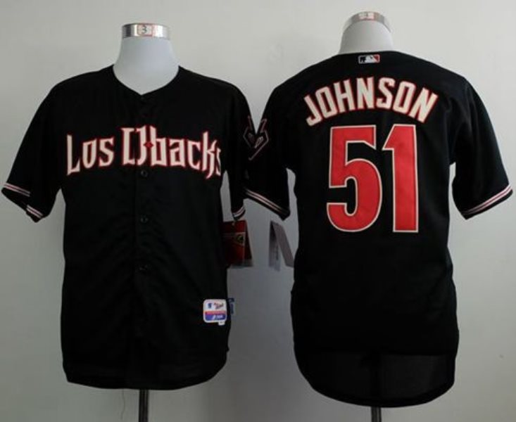 MLB Diamondbacks 51 Randy Johnson Black Cool Base Men Jersey