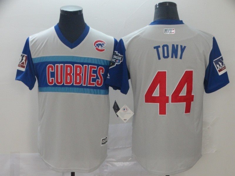 MLB Chicago Cubs 44 Anthony Rizzo Tony Grey 2019 Little League Classic Player Men Jersey