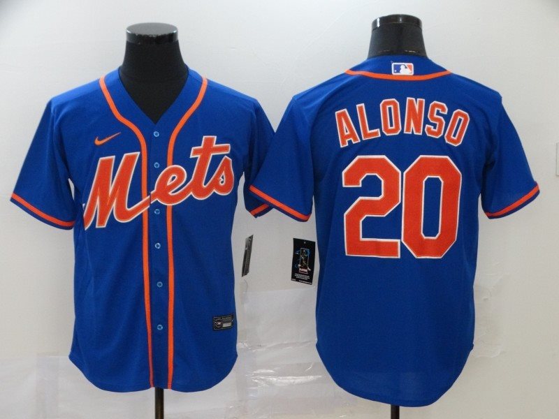 MLB Mets 20 Pete Alonso Blue 2020 Nike Cool Base Men Jersey