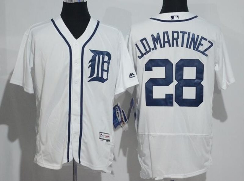 MLB Tigers 28 J. D. Martinez White 2016 Flexbase Men Jersey
