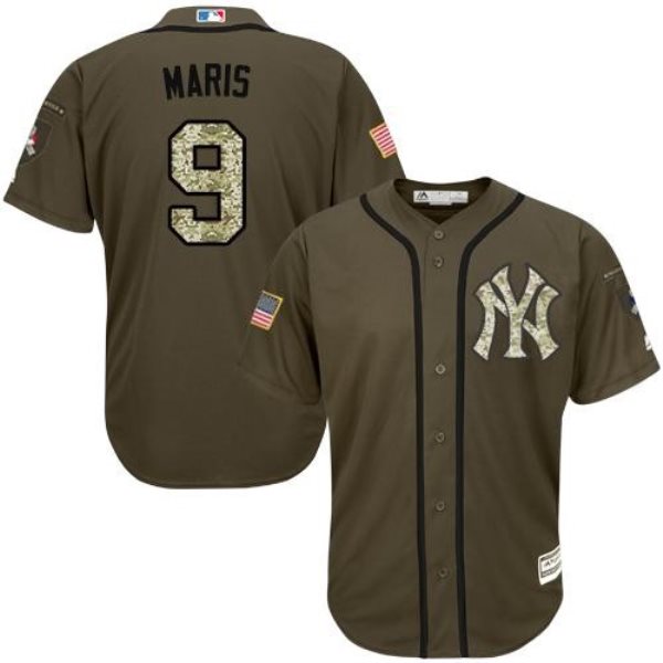 MLB Yankees 9 Roger Maris Green Salute to Service Men Jersey