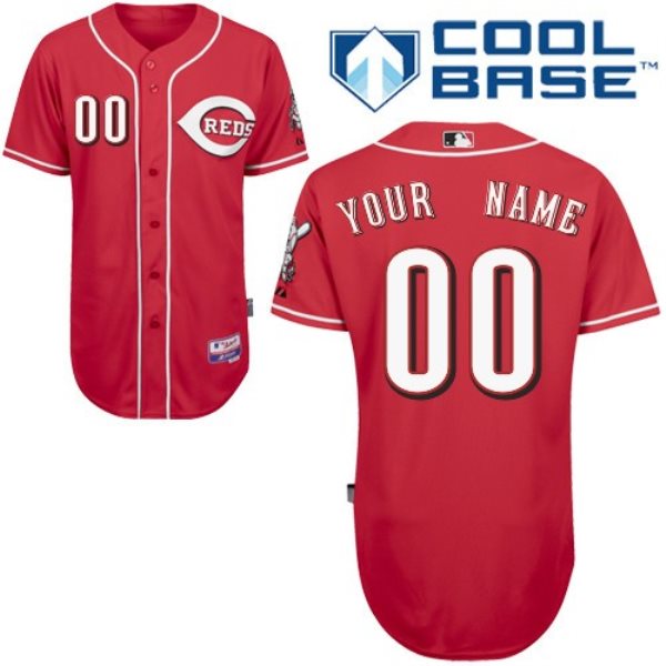 MLB Reds Red Customized Men Jersey