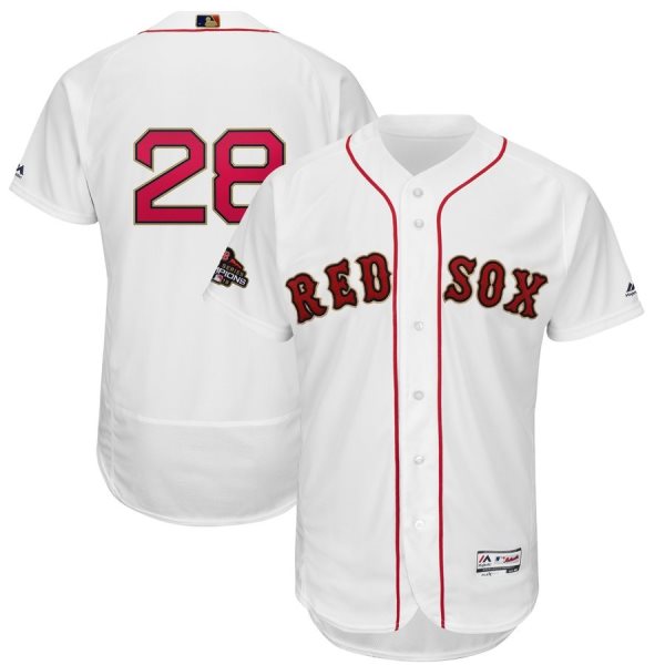 MLB Red Sox 28 J.D. Martinez White 2019 Gold Program FlexBase Youth Jersey