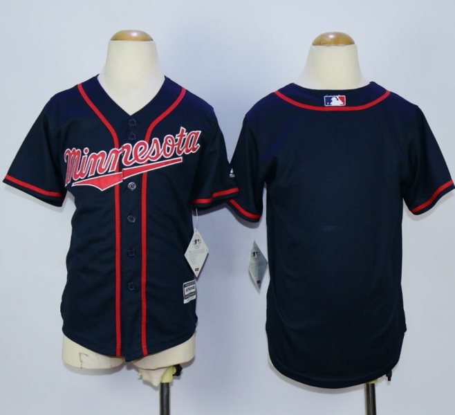 MLB Twins Blank Navy Blue Cool Base Youth Jersey