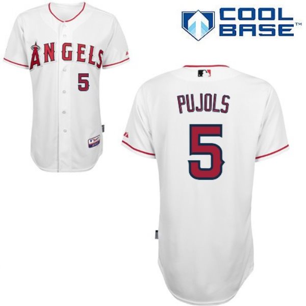 MLB Angels 5 Albert Pujols White Cool Base Men Jersey