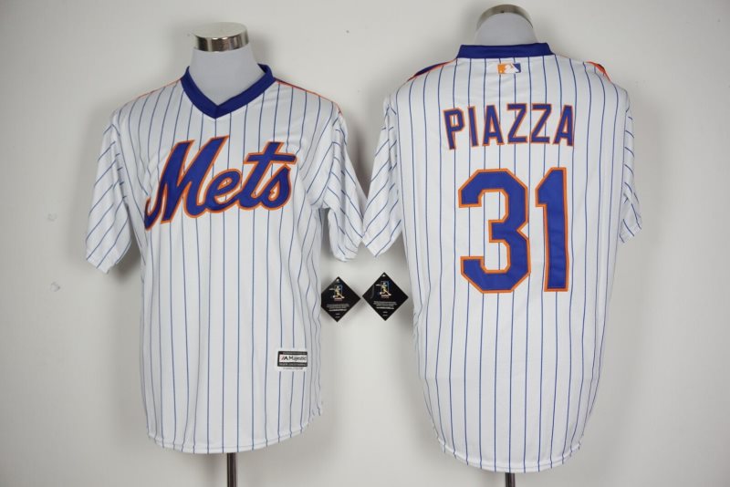 MLB Mets 31 Mike Piazza White New Cool Base Cooperstown Collection Men Jersey