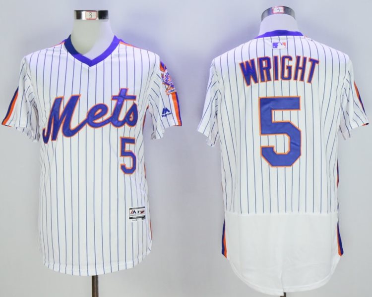 MLB Mets 5 David Wright White Cooperstown Collection Flexbase Men Jersey