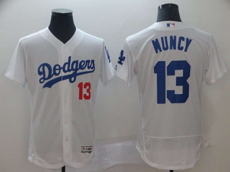 MLB Dodgers 13 Max Muncy White Flex Base Men Jersey