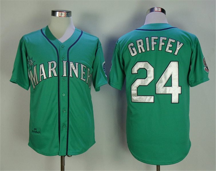 MLB Mariners 24 Ken Griffey Jr. Green 1995 Throwback Men Jersey