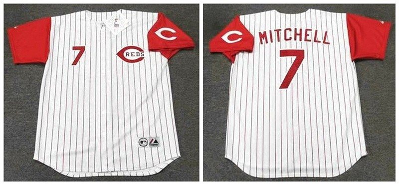 MLB Reds 7 Kevin Mitchell White Throwback Men Jersey