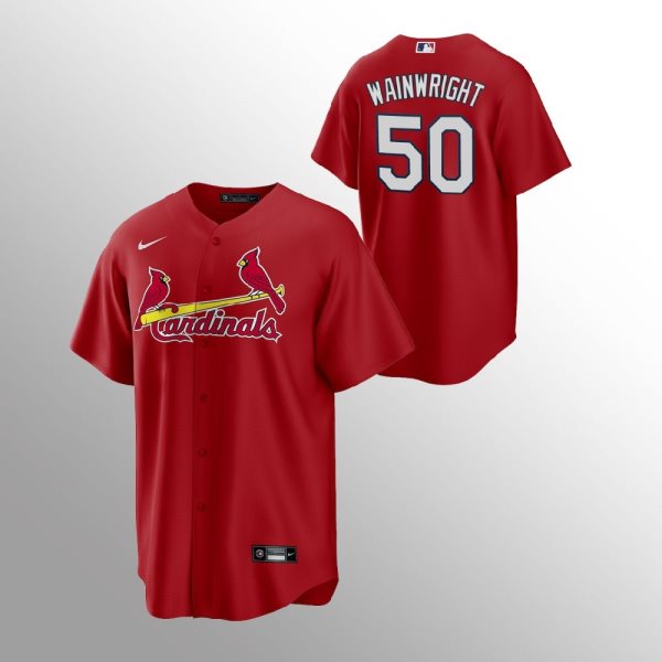 MLB Cardinals 50 Adam Wainwright Red Nike Cool Base Men Jersey