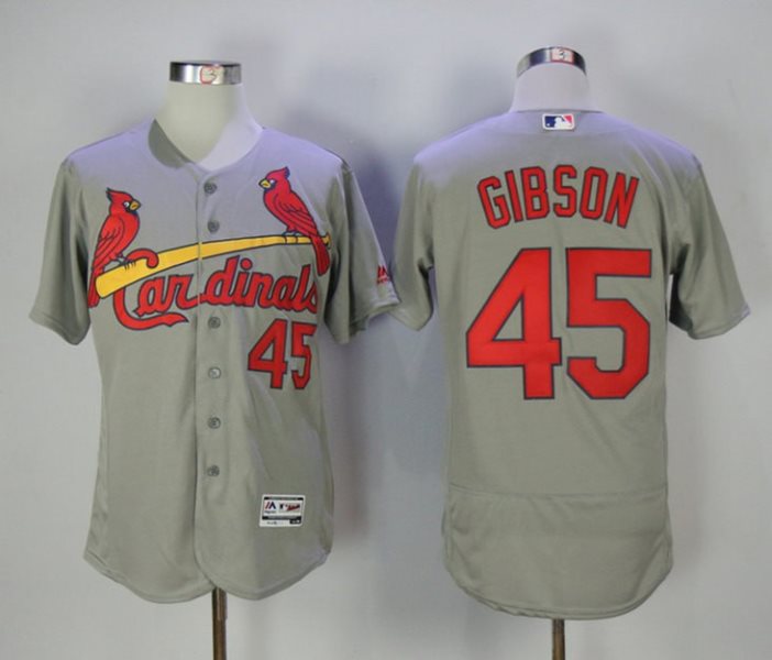 MLB Cardinals 45 Bob Gibson Grey Flexbase Men Jersey