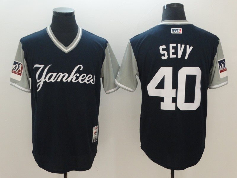 MLB Yankees 40 Luis Severino Sevy Navy 2018 Players' Weekend Men Jersey