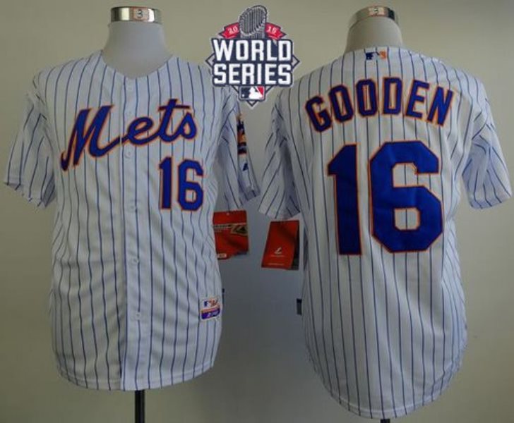MLB Mets 16 Dwight Gooden White(Blue Strip) Home Cool Base W_2015 World Series Men Jersey