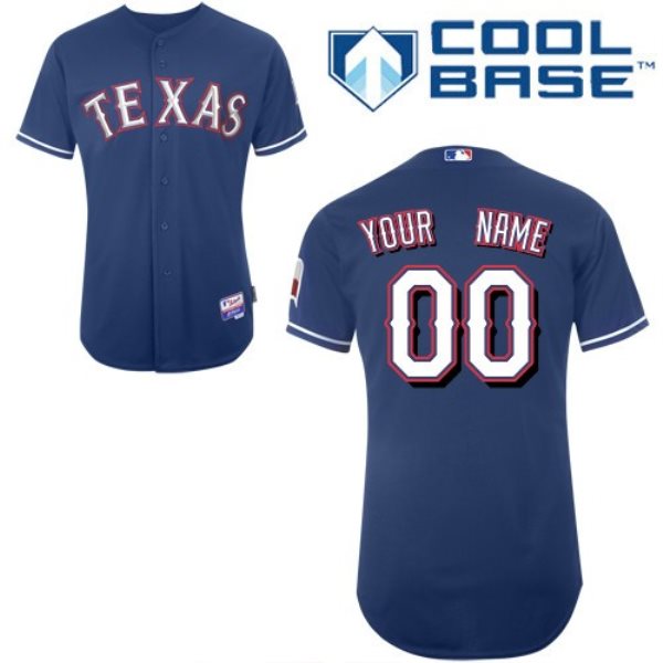 MLB Rangers Blue Cool Base Customized Men Jersey